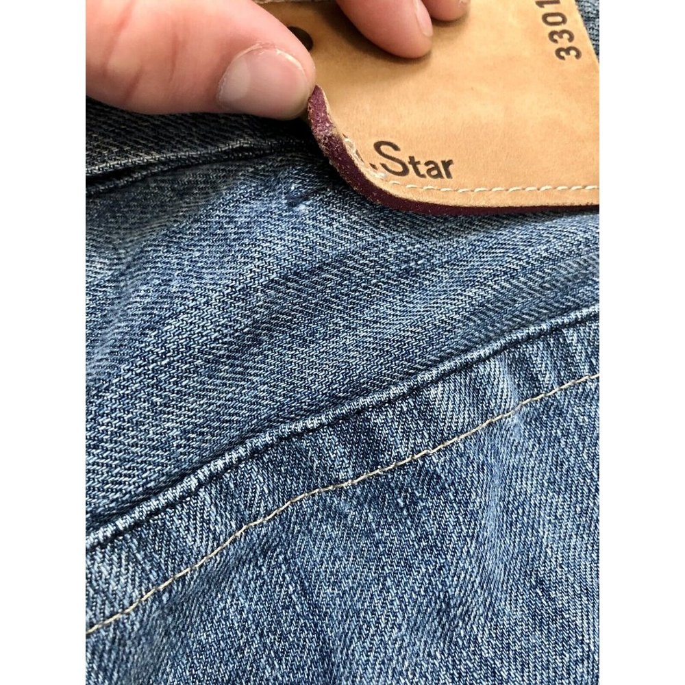 G-Star Raw 3301 Slim Fit Medium Aged Cuffed Denim Blue Jean Shorts Mens W33 L32 - Picture 9 of 9